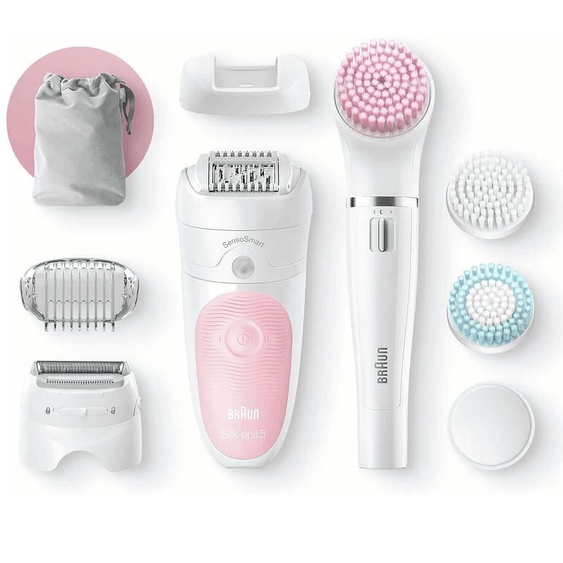 Épilateur Braun Silk épil 5 Wet & Dry Pour Visage et Corps SES5-875BS Blanc & Rose - Braun