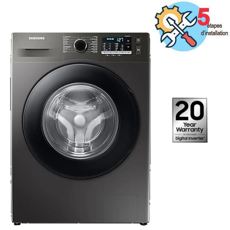 Lave Linge Frontal SAMSUNG WW80TA046AX1MF Eco Bubble 8Kg - Silver - Samsung
