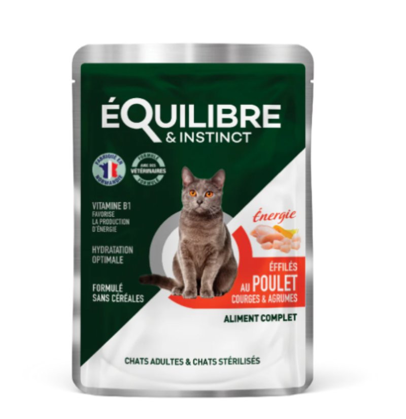EQUILIBRE - POCHON EFFILÉS POUR CHAT AU POULET 85 GR - Zanimax.tn
