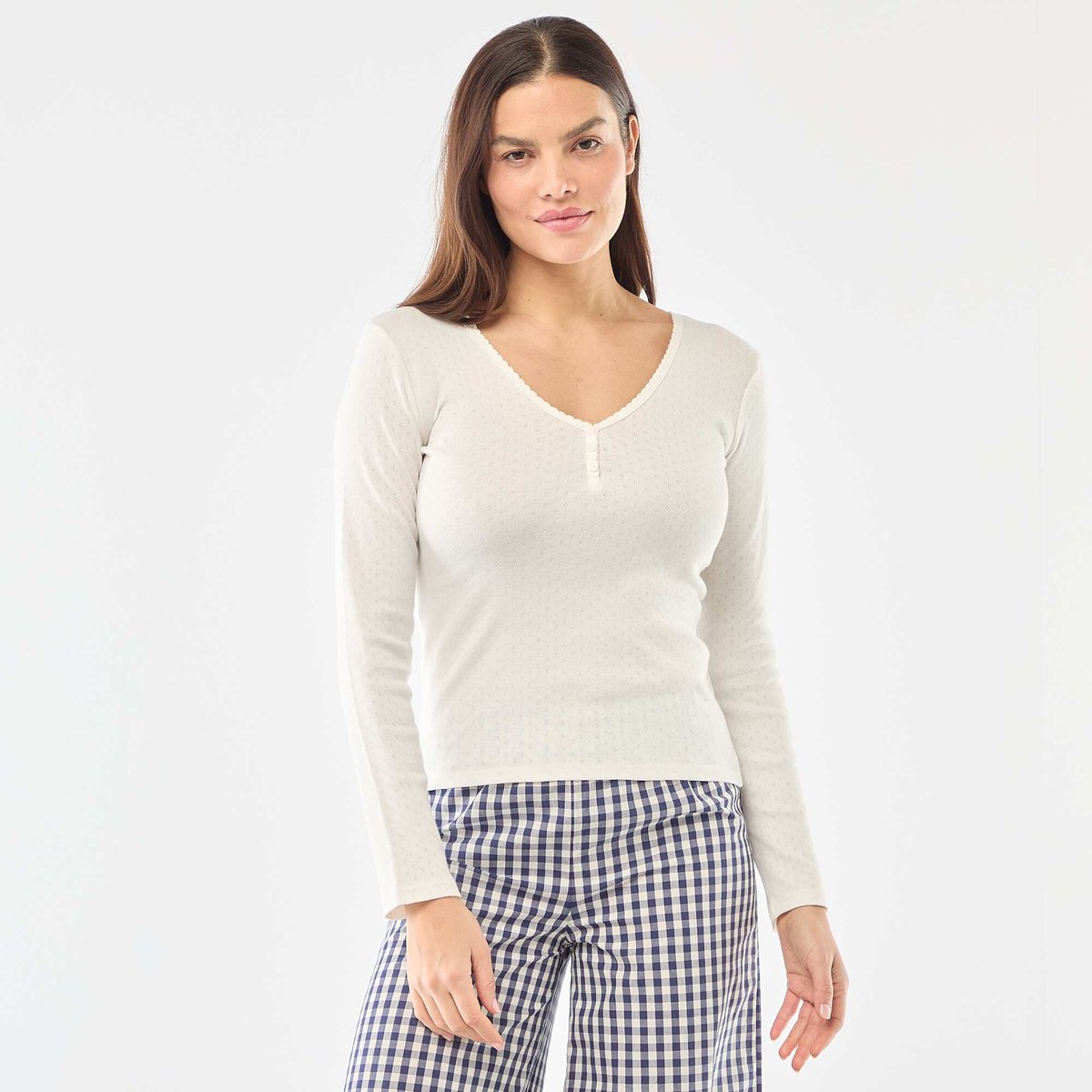 Tee-shirt de pyjama en maille pointelle BLANC - Kiabi-Tunisie
