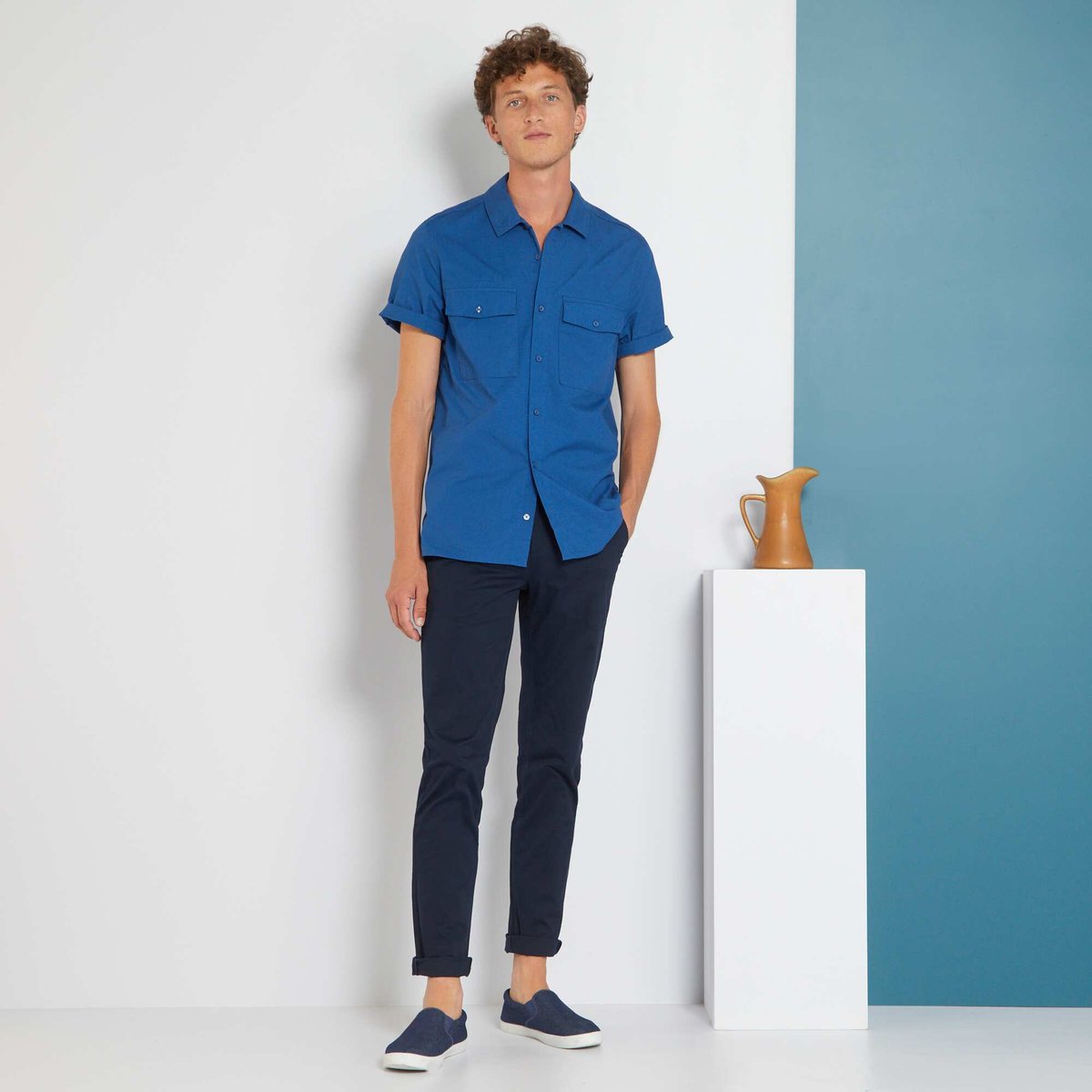 Pantalon chino slim bleu marine - Kiabi-Tunisie