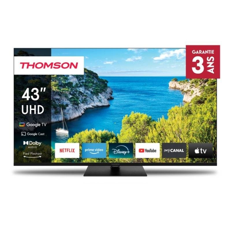 TV Thomson 43" 43UG5C14 4K UHD Side Feet Google Tv - Noir - Google