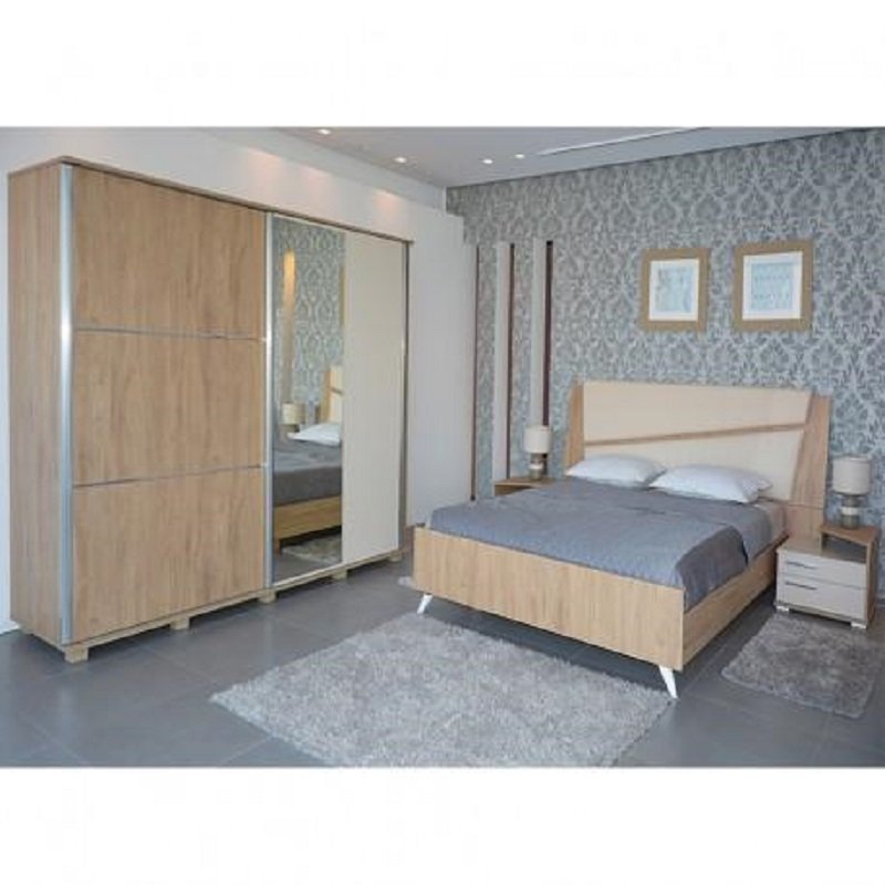 Chambre Adulte Ambiance 200×160 Cm 2 Portes Coulissantes – Denver & Beige – CHA28DV/BG003
