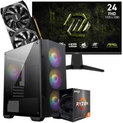 Setup Gamer Special Pc de Bureau Gaming / Ryzen 5 5500 / RTX 3050 8G / 16GB Avec Écran Gaming MSI MAG 245F X24 24" Full HD IPS / 240 Hz - MSI
