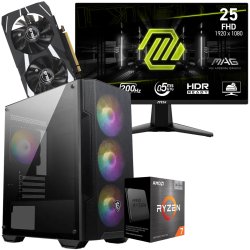 Setup Gamer Special Pc de Bureau Gaming / Ryzen 7 5700 / RTX 3050 3G / 16 GB Avec Écran Gaming MSI MAG 255F E20 24.5" Full HD IPS / 200 Hz - MSI