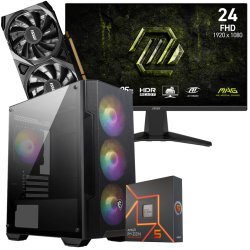 Setup Gamer Special Pc de Bureau Gaming / Ryzen 5 8400F / RTX 3050 8G / 32GB Avec Écran Gaming MSI MAG 245F X24 24" Full HD IPS / 240 Hz - MSI