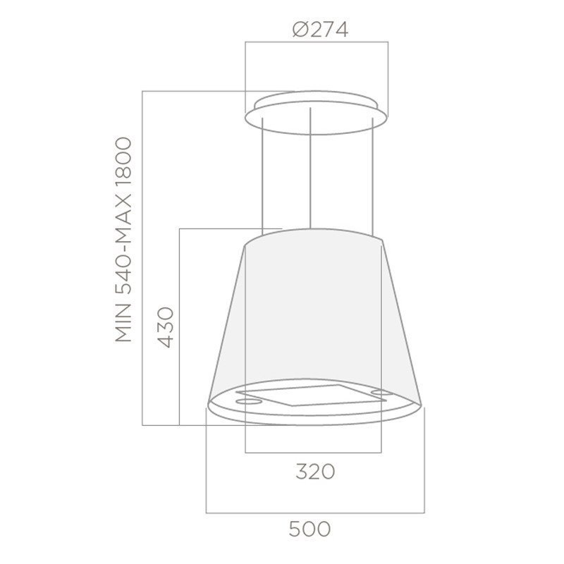 Hotte Centrale Lustre LAGO Focus 50 cm Inox - Focus