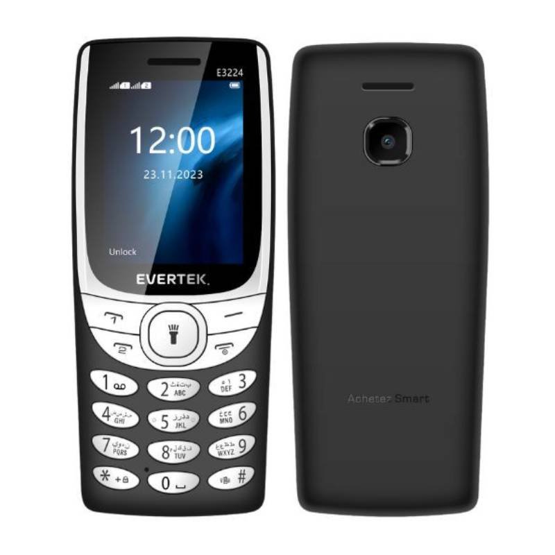 Téléphone Portable EVERTEK E3224 - Noir - Evertek