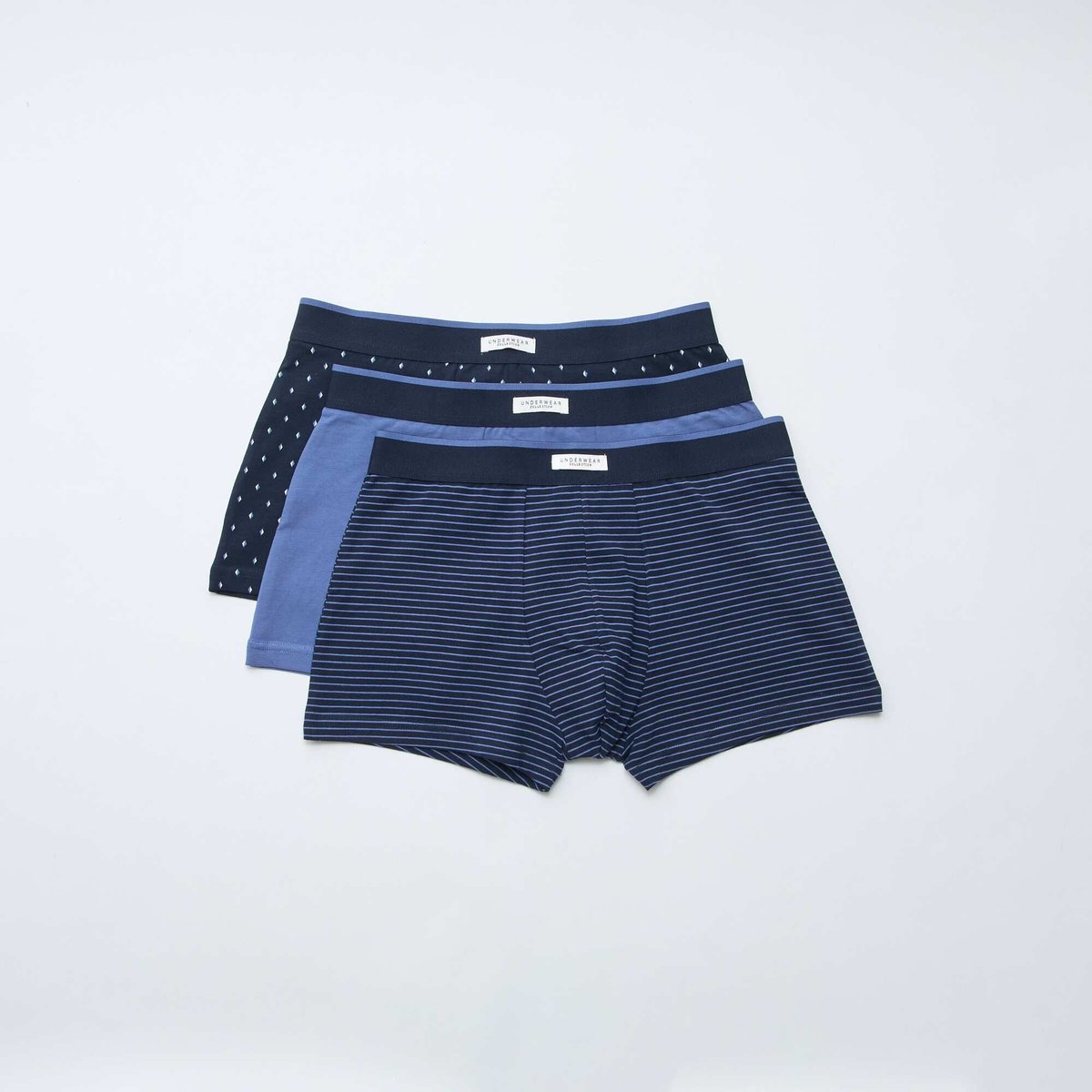 Lot 3 boxers stretch BLEU - Kiabi-Tunisie