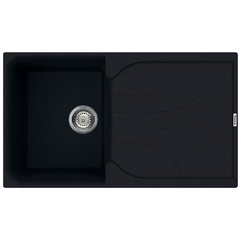 Évier De Cuisine Encastrable FOCUS Graniteck 1 Bac + égouttoir 86cm - Noir - Focus
