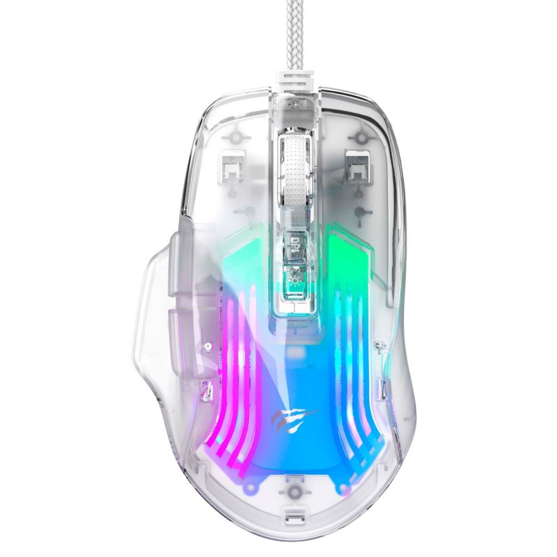 Souris Filaire Optique Gamer Havit Backlit RGB – Blanc -HV-MS1011SE