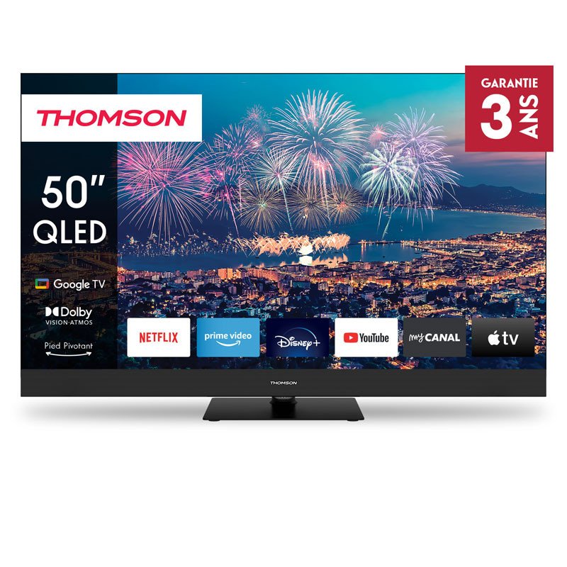 TV Thomson 50" 50QG6C14 QLED Plus Google Tv Noir - Google