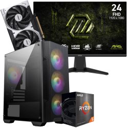 Setup Gamer Special Pc de Bureau Gaming / Ryzen 5 5500 / RTX 5050 8G / 16GB Avec Écran Gaming MSI MAG 245F X24 24" Full HD IPS / 240 Hz - MSI