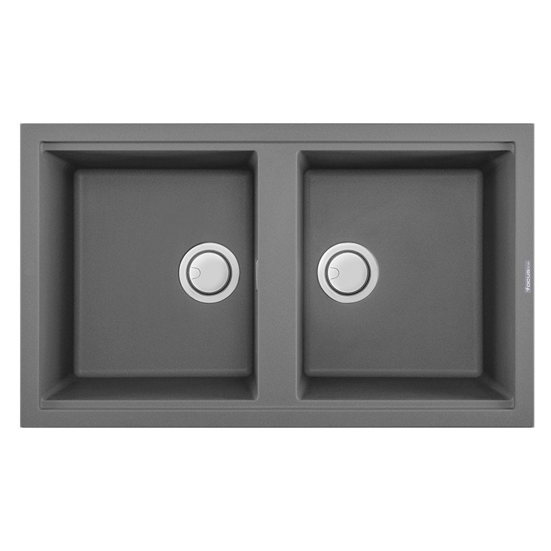 Évier Focus Smart Graniteck 2 Bac 86Cm Gris - Focus