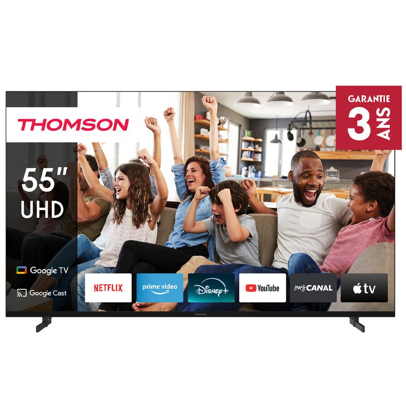 Tv Thomson 55" 55UG4S14 4K UHD Side Feet Google Tv - Noir - Google