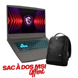 Pc Portable Gamer MSI Thin 15 B13U / i5-13420H / RTX 2050 4G / 32GB / 512GB SSD / Gris Cosmos Sac à dos MSI Offert - MSI