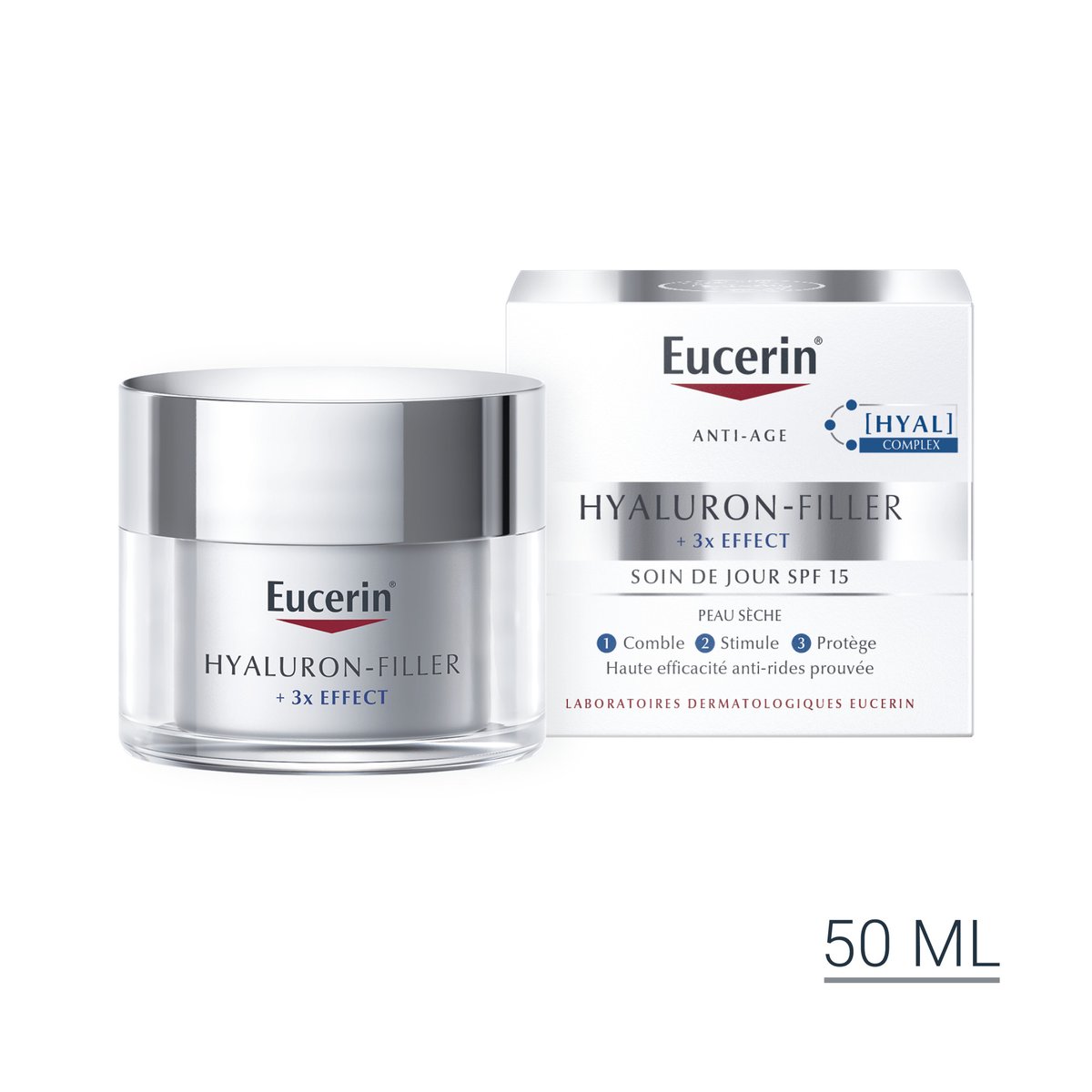 Eucerin Hyaluron Filler + 3x Effect Soin de Jour SPF 15 Peau Sèche - Eucerin