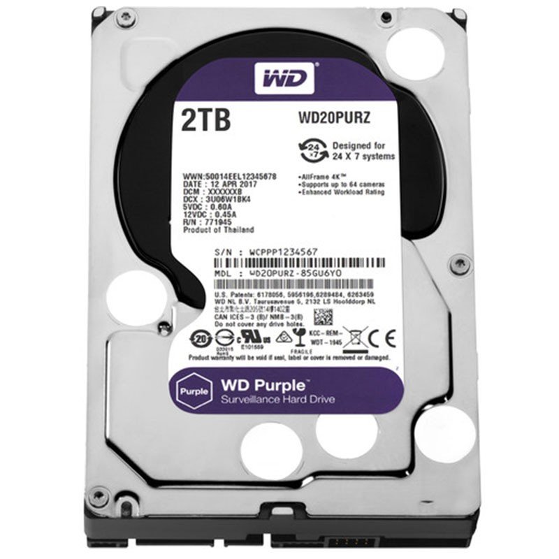 Disque Dur Interne de Surveillance Western Digital 2 TB 3.5′′ – WD20PURZ - Western Digital