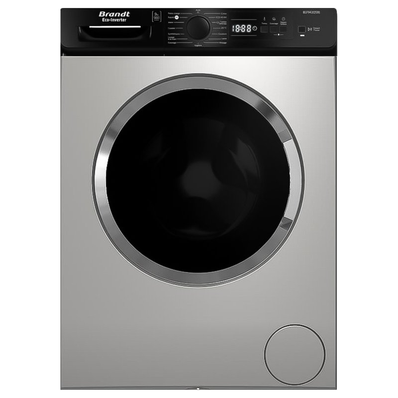 Machine à Laver Frontale BRANDT BLF942QSBL / Inverter / 9 Kg / 1400Tr / Silver - Brandt