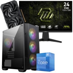 Setup Gamer Special Pc de Bureau Gaming / i5-12400F / RTX 5060 8G / 16GB Avec Écran Gaming MSI MAG 245F X24 24" Full HD IPS / 240 Hz - MSI