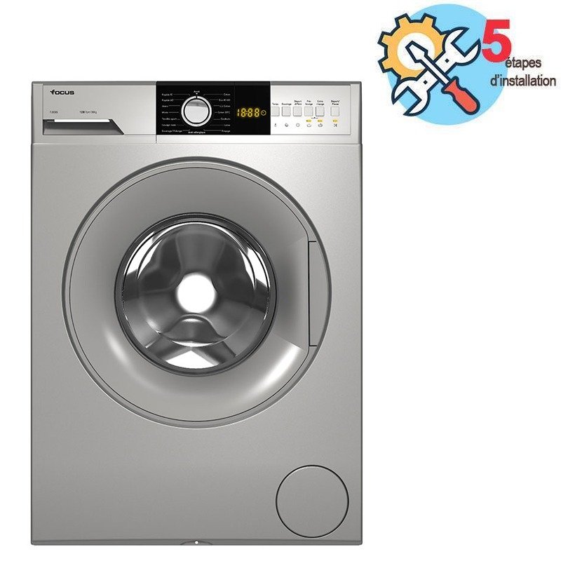 Lave linge Frontal FOCUS F1208S 8kg - Silver - Focus