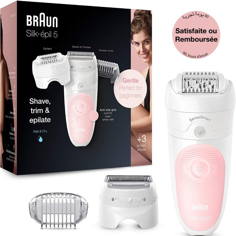 Épilateur Rechargeable Braun Série5 Wet &amp; Dry SES5-620 Rose - Braun