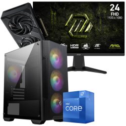 Setup Gamer Special Pc de Bureau Gaming / i7-12700F / RTX 5050 8G / 32GB Avec Écran Gaming MSI MAG 245F X24 24" Full HD IPS / 240 Hz - MSI
