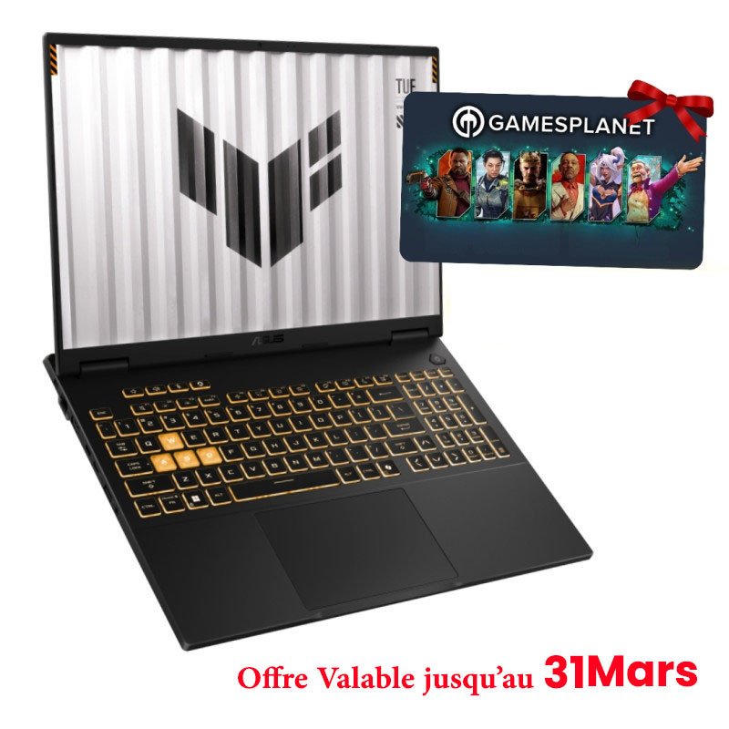 Pc Portable Asus Tuf Gaming F16 TUF608JM I5 13Gén 16GB 512GB SSD Windows 11 RTX 5060 - ASUS