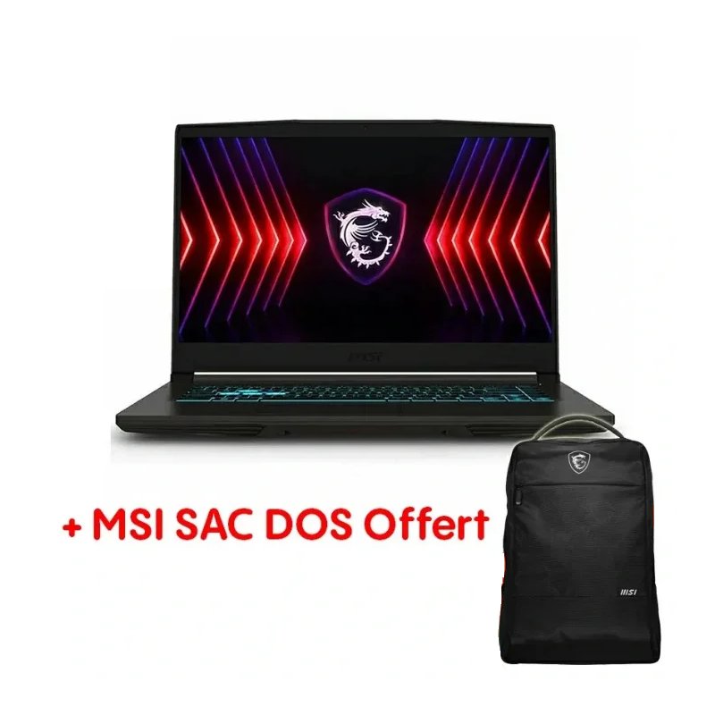 Pc Portable Gamer MSI Thin 15 B13UCX i5 13è Gen 8GB 512GB SSD RTX2050 -Noir -9S7-16R831-2607 - MSI