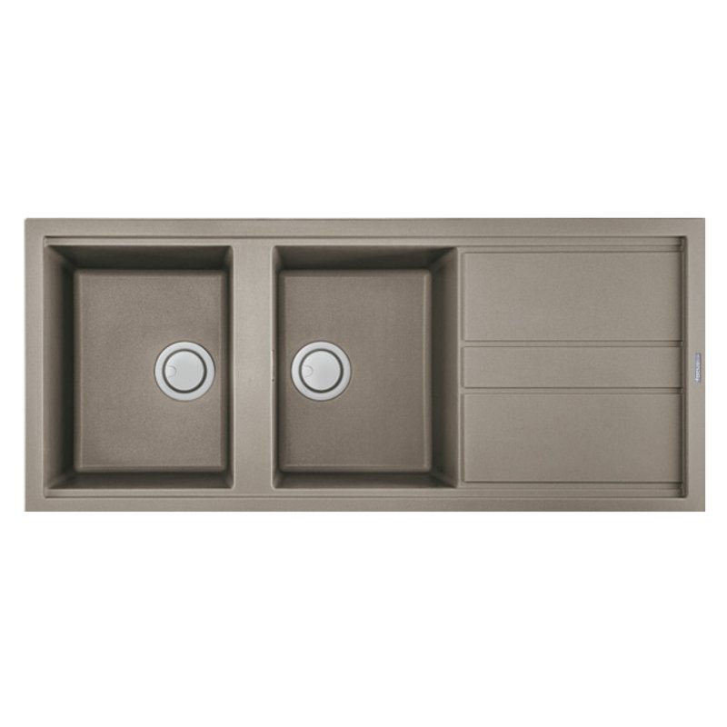 Évier De Cuisine Encastrable FOCUS Graniteck 2 Bacs + égouttoir 116cm - Grège - Focus